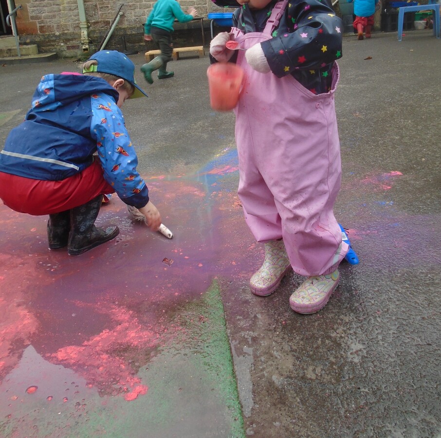 Painting in the rain